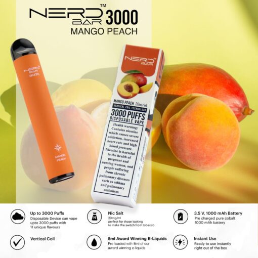 Nerd Bar 3000 puffs Mango peach in Dubai
